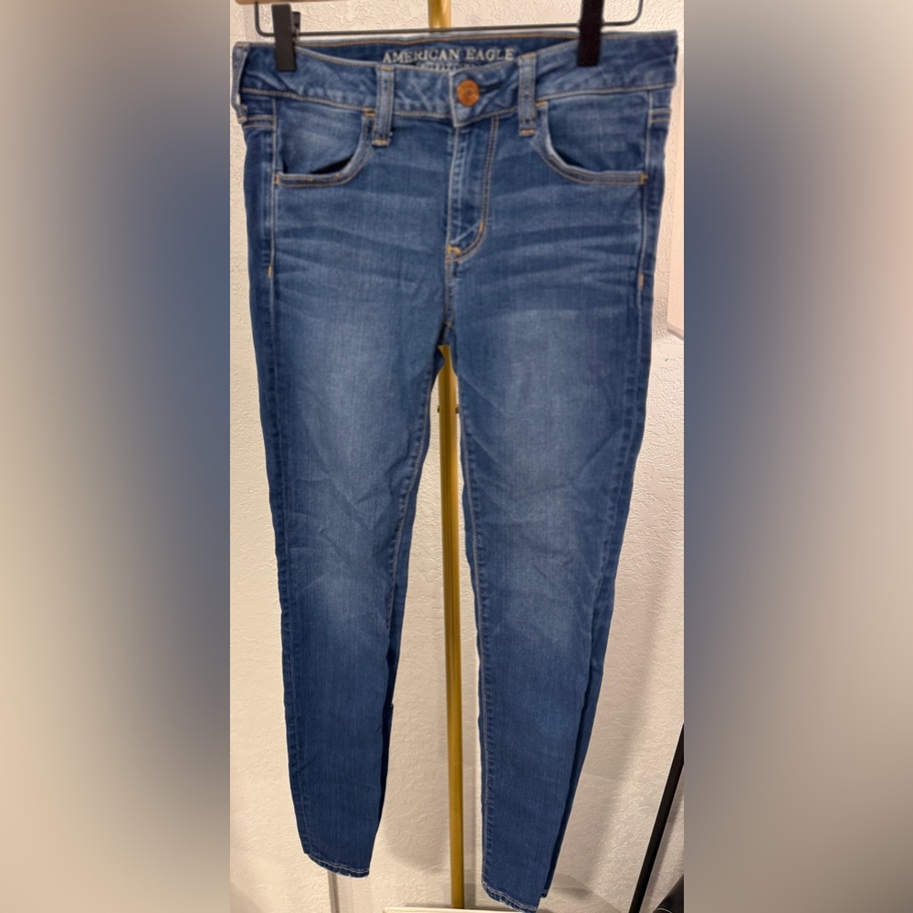 American Eagle Jegging Jeans Size 6 Regular Medium Wash Stretch Skinny Fit - Picture 3 of 12